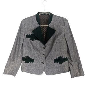 Vintage Steinbock Trachten Grey Green Wool Oktoberfest Tyrol Blazer Austrian SEE